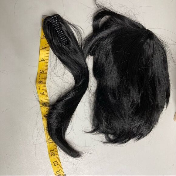 DEMON SLAYE Synthetic Wig black two wigs in one, ponytail extension‎ - Picture 6 of 14